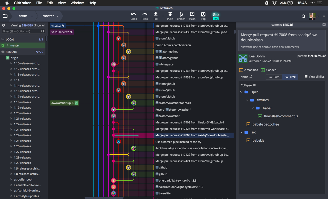 Git Kraken in dark mode