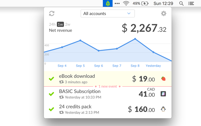 CashNotify macOS app opened