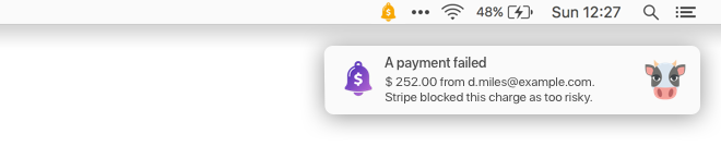 CashNotify macOS fail alert